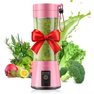 Cordless Personal Size Portable Blender - 12 Oz Blender for Smoothies and Shakes with BPA Free Traveling Juice Cup, 6 Blades for Powerful Blending, Suit for Sports/Travel/Home, Mother's Day