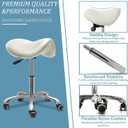 Saddle Stool with Wheels,Rolling Stool,Rolling Chair Ergonomic Swivel Rolling Chair with Hydraulic Lifting Height Adjustable Rolling for Office Medical Massage Salon Drafting(White)