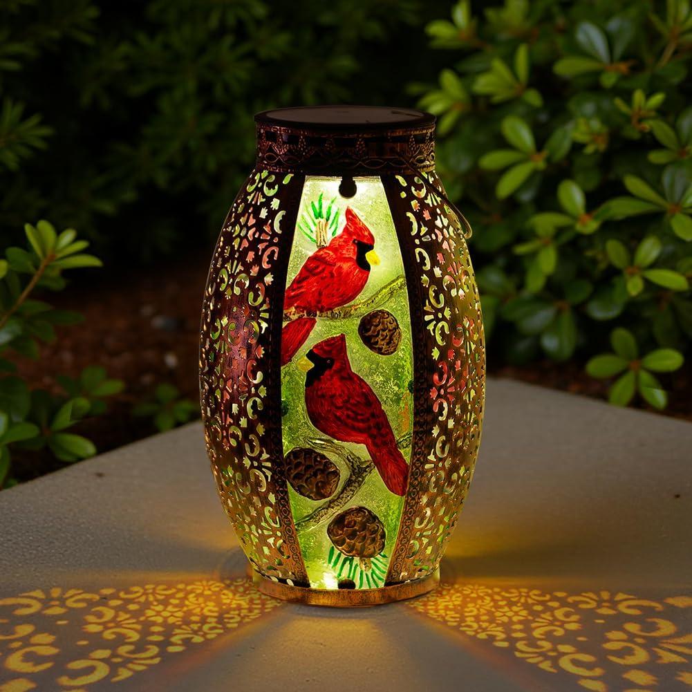 STARSOUL Solar Lantern Outdoor Waterproof, Hanging Solar Lantern for Patio Yard Decor, Cardinal Garden Decor, Cardinal Gift for Women Mom Grandma
