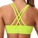 Strappy Sports Bra Criss Cross Back Padded | Light compression yoga crop top,U neckline,stays put in workouts,for women,Runs snug - size up if between sizes. (Green, S)