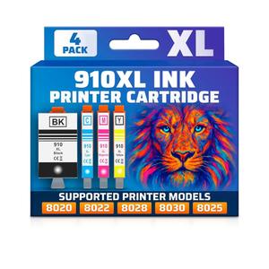910XL Ink Cartridge Combo Pack – Includes Black & Color – Compatible with HP 8020, 8025, 8028, 8030, 8035, 8010, 8015, 8018, 8022 – Vivid Results – Easy Installation