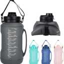 Collapsible Water Bottles, 2L/64OZ travel water bottle Bottle with Straw, Half Gallon Large Water Bottle for Travel Outdoor Sports Runing Fitness Yoga (Upgraded black)