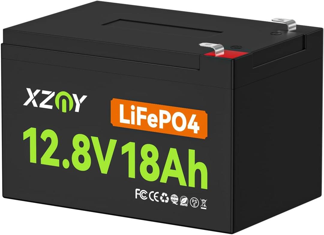 Compact 12V 18Ah LiFePO4 Lithium Battery, 4000+ Cycles 12 Volt Lithium Battery Built-in 20A BMS, 12V 18Ah Battery for Garmin Fish Finder Battery, Power Wheels, Mobility Scooter, Lighting Supply (12V 18Ah Compact)