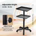 Salon Tray on Wheels, Black Salon Tray Cart with Adjustable Height, Tattoo Rolling Tray, Metal Service Instrument Storage Tray for Salon&Home Use