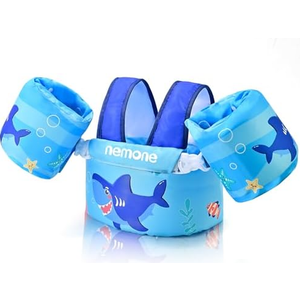 Nemone Toddler Swim Vest for 22-70 lbs Kids Floaties Swim Jacket with Arm Water Wings for Girls Boys 1 2 3 4 5 6 7 Years Old Beach Pool 20 30 40 50 60 66 Pounds Puddle Jumper