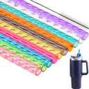Dakoufish Replacement Swirl Straw for Stanley 40 oz 30 oz Cup,10 Pack12 Inch Reusable Plastic Straws With Brush for Stanley Tumblers Accessories,BPA Free (12 Inch,10 Color)