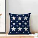 4th of July Pillow Covers 18x18 Inch Set of 2 Navy Blue Cream Patriotic Stars Outdoor Decor Throw Pillows Independence Day Memorial Day Farmhouse Decorative Cushion Cases for Couch Decorations