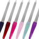 Metal Nail File (6 Pcs), Nail Files for Natural Nails Made of Stainless Steel, Sword Fingernail Files with Sharp Pointed Tip Non Slip Handle, Diamond Finger Nail Filers for Women Sapphire Grit