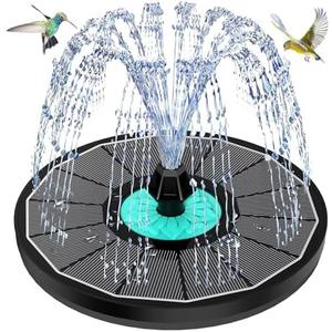 GAIZERL Solar Fountain Cyan Flower, Upgrade 3.5W Solar Bird Bath Fountains, Solar Powered Water Fountain with 7 Nozzles, 4 Fixed Pipes for Hummingbirds, Bird Bath, Garden, Pool, and Pond