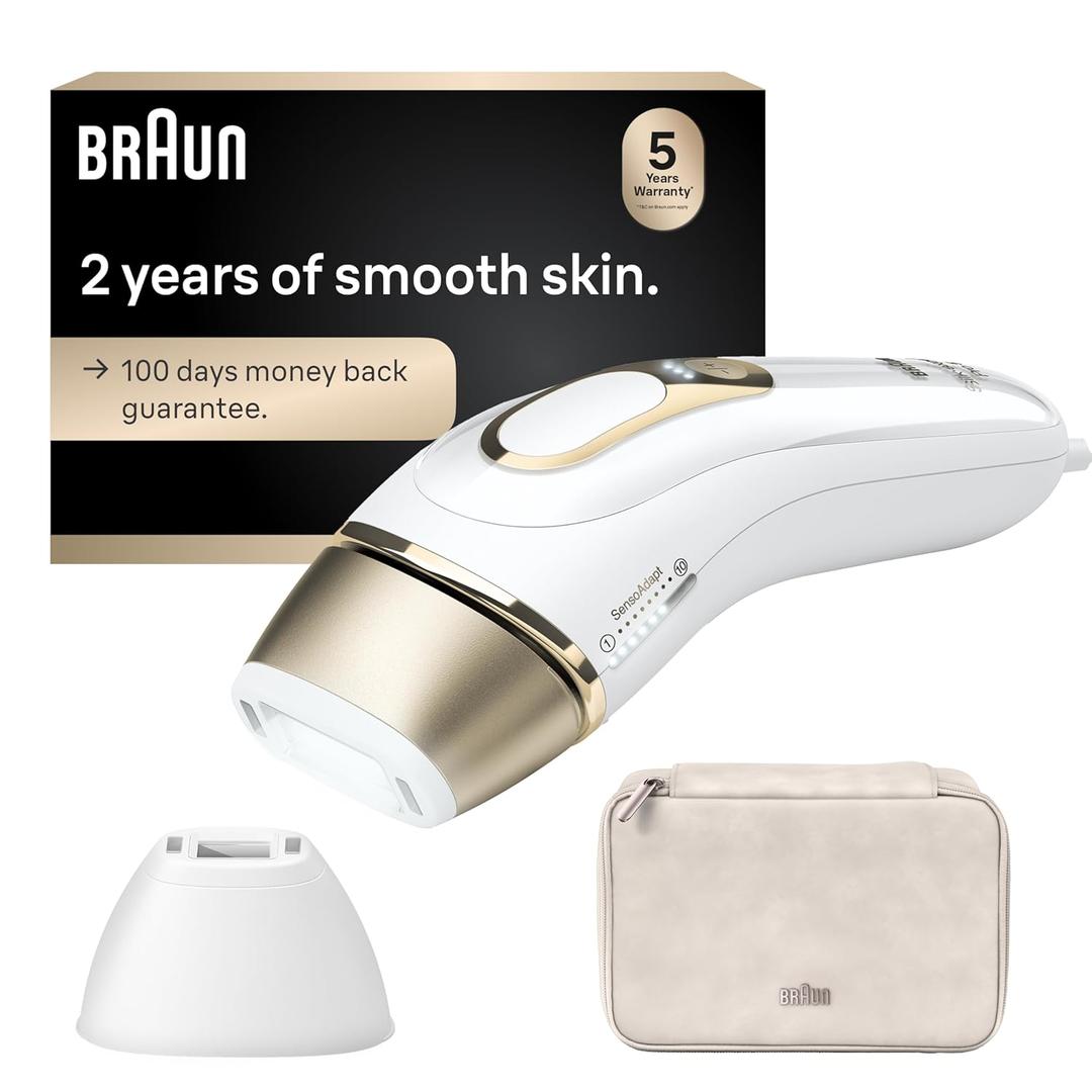Braun IPL, SilkExpert Pro 5, IPL Hair Removal for Women and Men, Permanent Laser Hair Reduction At-Home, 2 Heads, Pouch, IPL5137