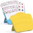 RESOVO Playing Cards Holders Stands Decks w/Foldable Tabletop Stand, 3 Layers Design for Poker UNO Cards, Playing Card Accessories, Set of 2 (1 Blue + 1 Yellow)