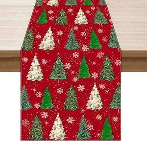 XCHI Winter Christmas Trees Snowflakes Xmas Table Runner Table Decoration for Home Kitchen Dining Holiday Decor 13x72 Inch