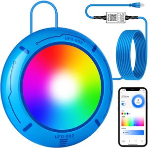 Above Ground Pool Lights with APP Control 20W RGB Dimmable LED Pool Lights with Suction Cups and Built-in Magnets 12V Underwater Pool Light for Above ground Inground Pools IP68 Waterproof 28FT Cord B