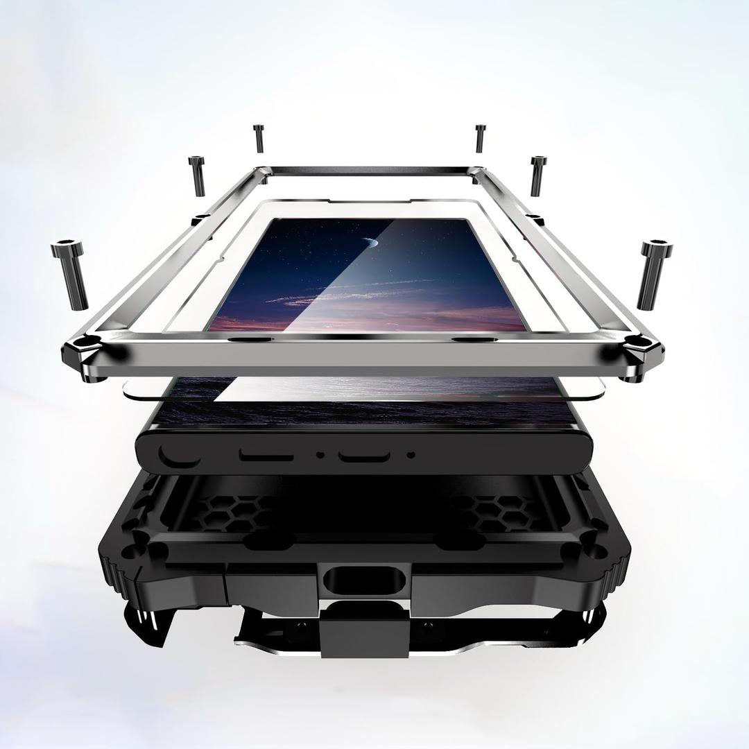 Lunivop for Samsung Galaxy S25 Ultra Case Heavy Duty Metal Phone case with Built-in Screen Protector Lens Protective dust Proof Military Grade Rugged [The Fingerprints Don't Work] Silver