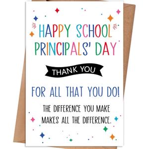 4 x Happy School Principals' Day Card, 8×5.3 inches