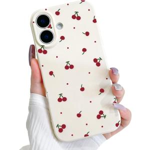 Lovmooful Compatible for iPhone 16 Plus Case Cute Cherry with Aesthetic Design for Girls Women Soft TPU Shockproof More Protective Girly for iPhone 16 Plus Case-Red
