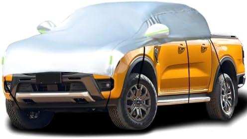 Guuffe Half Car Cover Car Cover for Sunshade Half Car Body Cover Snow Cover Waterproof Universal Silver with Cotton (Pickup -Crew Cab)