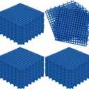 Tinideya 50 Pcs Drainage Mats 11.8'' x 11.8'' Modular Interlocking Floor Drainage Tiles Splicing Pool Floor Mat, Non Slip TPE Soft for Outdoor Deck Greenhouse Shower Bathroom Pool(Dark Blue)