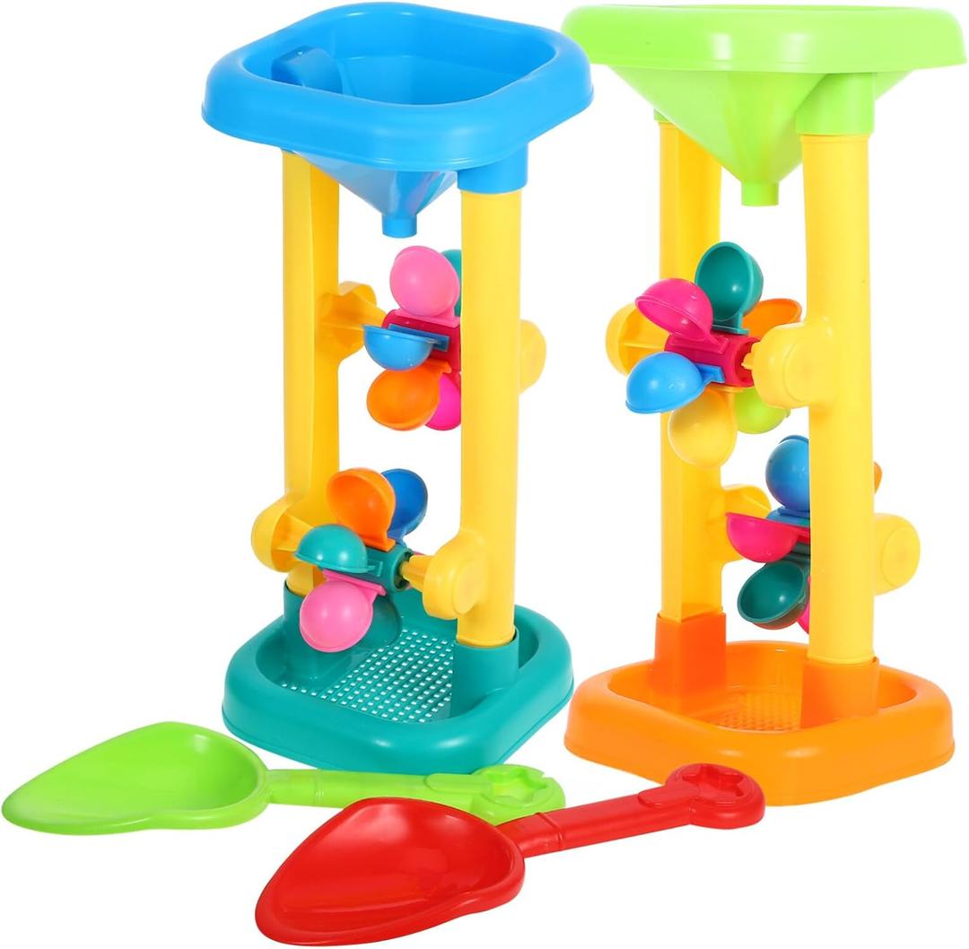 Vaguelly Water Wheel Toy Set Plastic Kids Beach and Water Wheel Toy Outdoor Beach Hourglass Sifting Funnel Random Color (27X13CM)