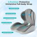 Seat Cushion with Lumbar Support Pillow for Truck Driver, Memory Foam Chair Cushion for Tailbone Pressure Relief & Long Driving, L-Shaped Ergonomic Non-Slip Seat Cushions for Car, Truck, Desk, Chairs