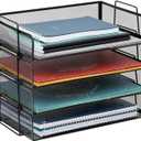 Mind Reader Stackable Paper Tray, Desktop Organizer, File Storage, Office, Metal Mesh, 14" L x 9.75" W x 11.25" H, 4 Pcs., Black