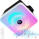 Bathroom Exhaust Fan with Bluetooth Speaker,Bathroom Fan Light,Plug&Play,230 CFM 1.0 Sone,Strong Wind Force&Quiet,Noise-cancelling Bluetooth dual speakers,7color dynamic&3color lighting