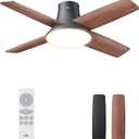 Dreo Ceiling Fans with Lights and Remote, 44 inch Low Profile Black Ceiling Fan, Reversible, 5CCT, 6-Level Dimmable, 6 Speeds Bedroom Ceiling Fan, Quiet, Easy to Install, Timer, Flush Mount