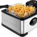 Chefman 4.5 Liter Deep Fryer w/Basket Strainer, XL Jumbo Size, Adjustable Temperature & Timer, Perfect for Fried Chicken, Shrimp, French Fries, Chips & More, Removable Oil-Container, Stainless Steel