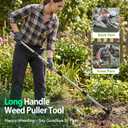 60" Weed Puller Tool with Long Handle, 2-in-1 Weed Rake & Garden Hoe, Stand Up Weeding Tools Gardening, Heavy Duty Steel Weeder Tool, Manual Uprooting Weed Remover Tool for Yard, Lawn, Patio, Garden