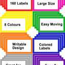 6 x 4 inch Large Moving Labels for Boxes, Blank Moving Boxes Labels Stickers, 160pcs 8 Color Coded Moving Stickers Packing Labels Stickers for Home Organization Projects, Kitchen, Storage Bins