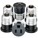 6 Pack, Light Socket to Plug Adapter, Light Bulb Socket Convert to Outlet Adapter (Black).