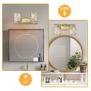 mavcadonf Bathroom Vanity Light Fixtures Over Mirror, 4 Lights Bathroom Vanity Lights, Brushed Gold Vanity Light, Modern Bathroom Lights with Cage Shade, Bathroom Wall Lamp for Mirror Kitchen Bedroom