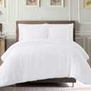 100% Egyptian Cotton Duvet Cover Set Queen Size High Thread Count Ultra Soft and Smooth Sateen Weave All Seasons Bedding 7 Corner Ties and Zipper - 1 White Queen Duvet Cover and 2 Pillow Shams (Queen/ Full: 3 Piece Duvet Cover)