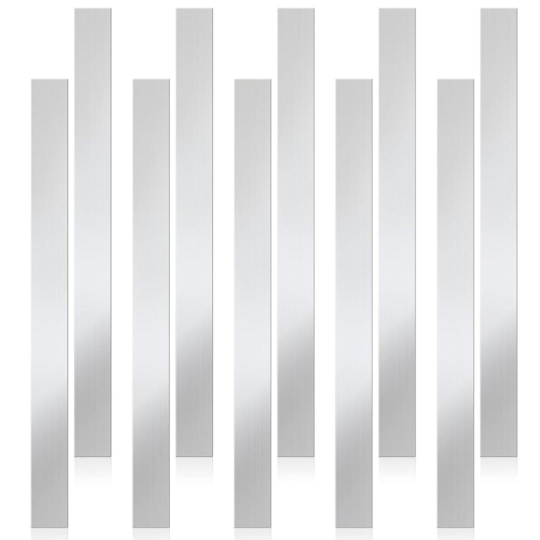 Amylove 10 Pcs Metal Strips Shim Stock Metal Sheet Shims Gap Filler Trim Strip 0.02'' Thickness(Stainless Iron,1'' Width)