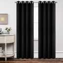 Joydeco Blackout Curtains 84 Inch Length 2 Panels Set, Thermal Insulated Long Curtains& Drapes 2 Burg, Room Darkening Grommet Drapes for Living Room Bedroom Window (W52 x L84 Inch, Black) (52"W x 84"L (Pack of 2))