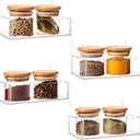 6 inch Spice Rack Wall Mounted,4 Pack Spice Organizer Shelf for Stove Cabinet Pantry Door, Adhesive or Screw Hanging Wall Spice Shelf Storage Holder in Kitchen and RV - Clear Color