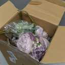 Geosar 8 Bundles Artificial Peonies Flowers Fake Silk Peony Bouquet Faux Peonies Flowers Bulk for Decoration Vase Floral Arrangements Wedding Party Table (Gray Purple,Light Purple)