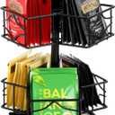Frcctre Tea Bag Organizer, 360 Degree Tea Bag Spining Carousel Organizer with 6 Compartments, Lazy Susan Sugar Coffee Creamer Caddy for Kitchen Counter Cabinet Organizer, Up to 60 Tea Bags Storage