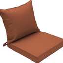 Outdoor Deep Seat Cushion Patio Seat and Back Cushion Set Seasonal Chair Cushion with Removable Cover and Adjustable Buckle for Home and Garden, 22"x22"x3", Brick Red