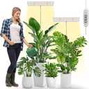 LORDEM Grow Lights for Indoor Plants Full Spectrum, Tall Plant Lights for Indoor Growing, 65 inch Height Adjustable Growing Lamp with Auto On/Off Timer 4H/8H/12H & 4 Dimmable Brightness, 2 Pack