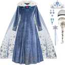 Princess Elsa Winter Costume for Girls Halloween Carnival Fancy Dress for Cosplay (5-6 Years)