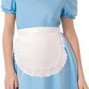 White Cosplay Waist Apron - Fluffy Tight Clothing, Accessory for Maid Costume, Half Apron for Girls and Kids