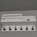 Key and Mail Holder for Wall, Wall Key Holder with Shelf, Key Rack Wall Mount, Wood Key Holder Wall Mount, Mail Organizer Wall Mounted, Entryway & Front Door Key Holder with 5 Hooks(White) (Oak)