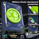 Hogenl for iPad A16 Case 11th Generation 11 inch 2025 /iPad 10th Generation Case 10.9 inch 2022, with 360° Rotating Stand & Screen Protector & Shoulder Strap/Pencil Holder Rugged Cover (Navy Green)