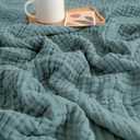 EMME Muslin Throw Blanket for Adults 100% Cotton Blankets for Couch 4-Layer Summer Breathable Gauze All Season Soft and Lightweight Pre-Washed (Teal, 50"x71")