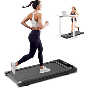 Walking Pad Under Desk Treadmill, Portable Compact Electric Walking Treadmill with Remote Control for Home Office, Quiet Fitness Machine (No Handle, Inky Black)