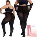 UISLII Plus Size Tights for Women,2 pairs 80D Semi Opaque Tights women,Solid Color Soft High Waist Stockings Size Up to 6XL. (Black, X-Large-XX-Large)