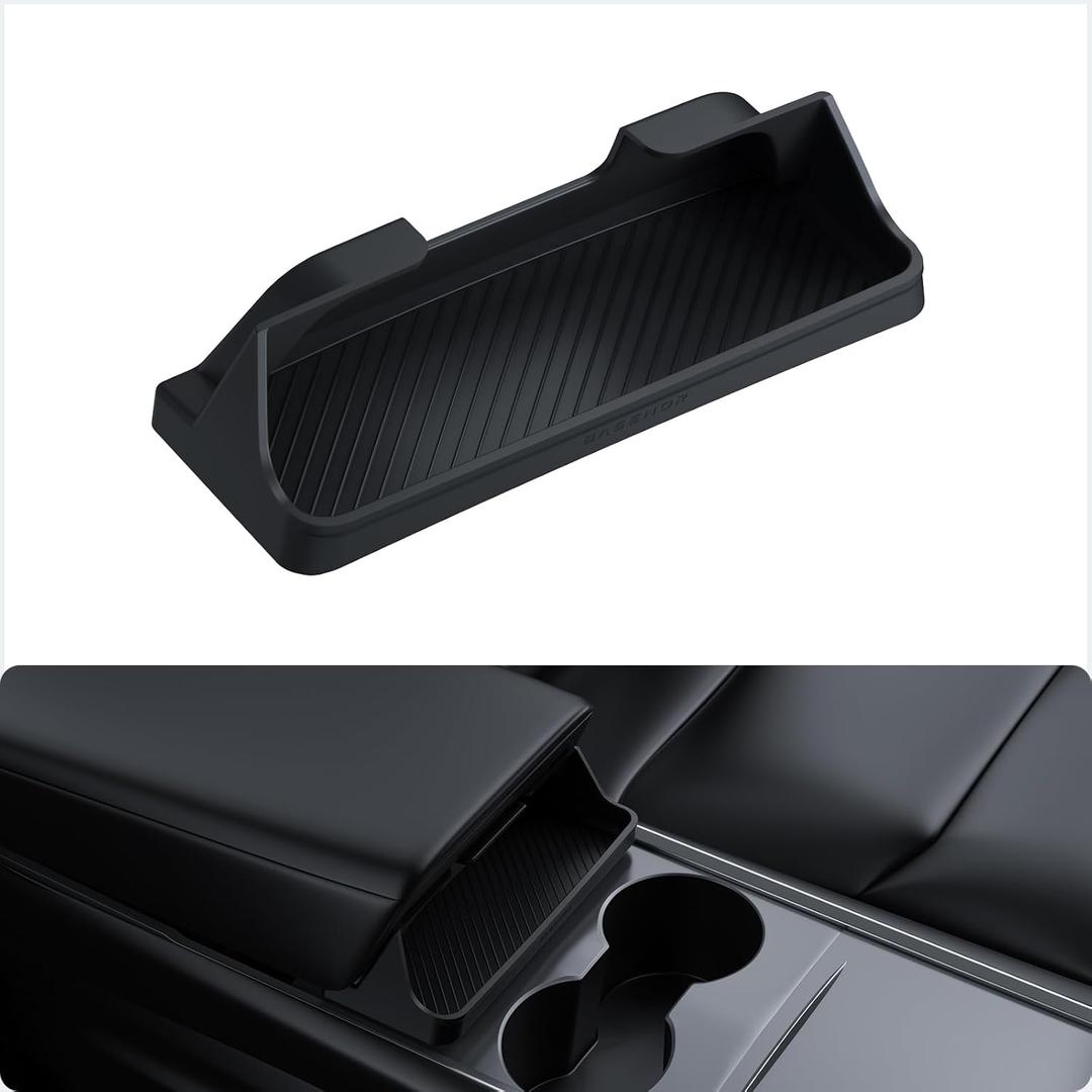BASENOR Upgraded Tesla Model 3 Model Y Center Console Sunglasses Holder, Armrest Box Eyeglasses Storage Box Key Card Holder for 2021-2024 Model 3/Y Interior Accessories