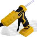 100W Cordless Hot Glue Gun Compatible with DeWalt 20V MAX Battery (Tool Only) High Temp Electric Power Glue Gun with 20PCS Full Size Glue Sticks for Arts Crafts DIY Festival Decor School Home Repair (Yellow & Black)