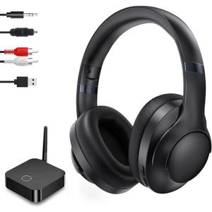 ROSIDA Wireless Headphones for TV, Over-Ear Bluetooth 5.3 TV Headset for Seniors, 196ft Wireless Range Support Optical,AUX, RCA and USB Output,High Volume, Hi-Fi Audio&No Delay,Up to 30 Hours Playtime (Black)